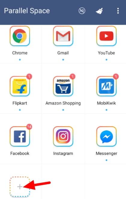 click on add app icon
