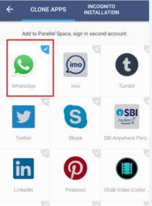 add whatsapp in parallel space